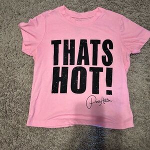 Paris Hilton Pink Graphic 'THATS HOT!' Tee with Black Print